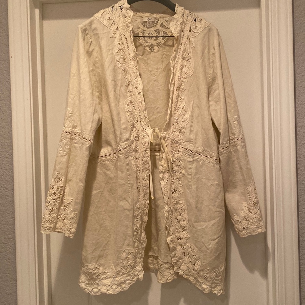 Gorgeous J. Jill lace linen jacket. Size L tall.